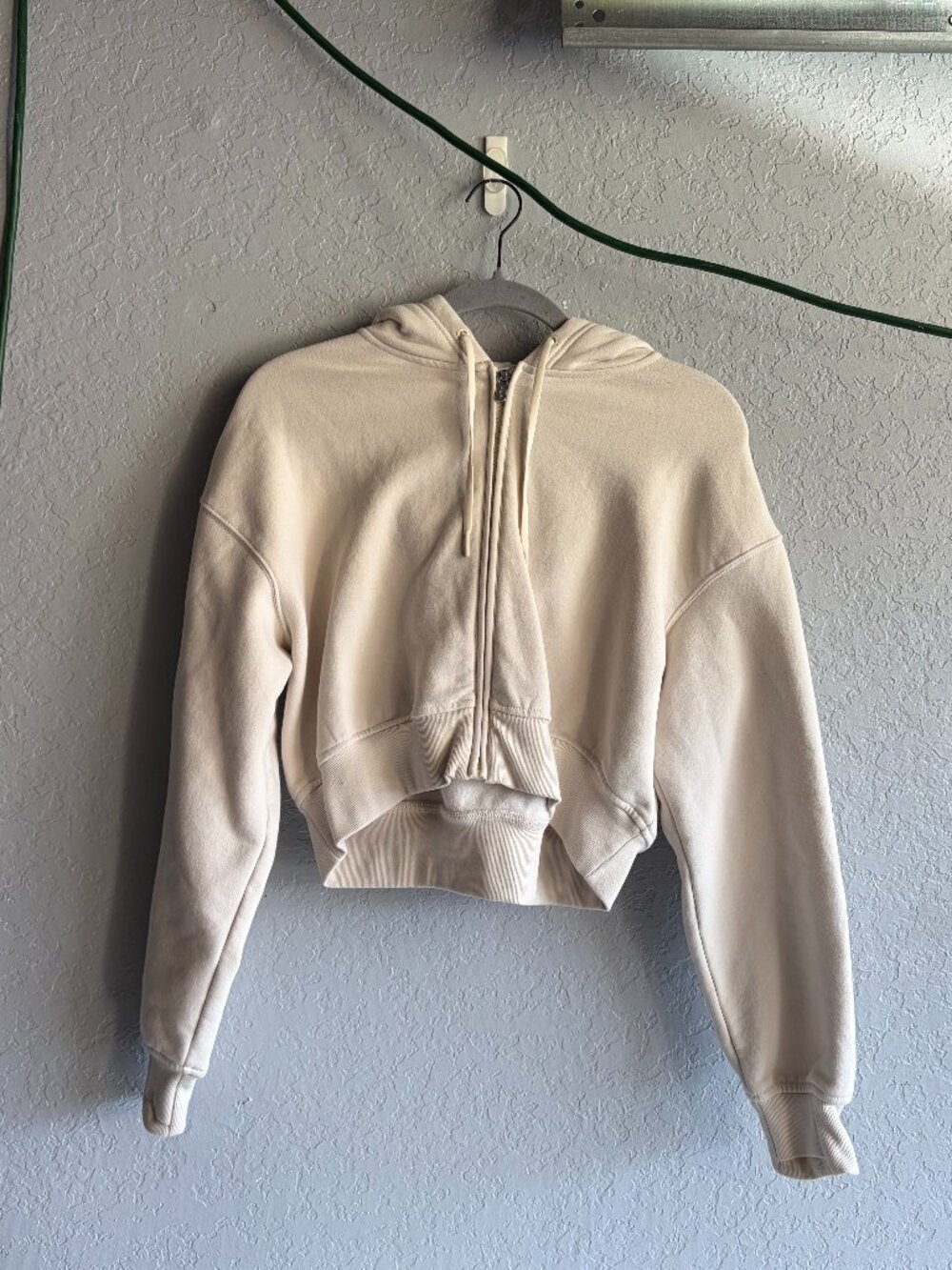 Athleta Cream Forever Fleece Crop Full Zip